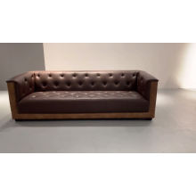 Modern European Style Tufted Chesterfield Sofa Three seater Couch with wooden legs